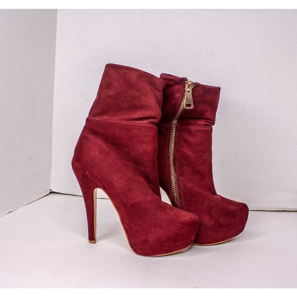 Fersini Boots High Heel Platform Mauve Purple Red Size 37 US 6 1/2 - Picture 1 of 5